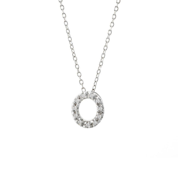 14K W Gold small diamond initial 'O' pendant - Walter Bauman Jewelers