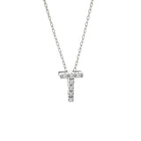 14K W Gold small diamond initial 'T' pendant - Walter Bauman Jewelers