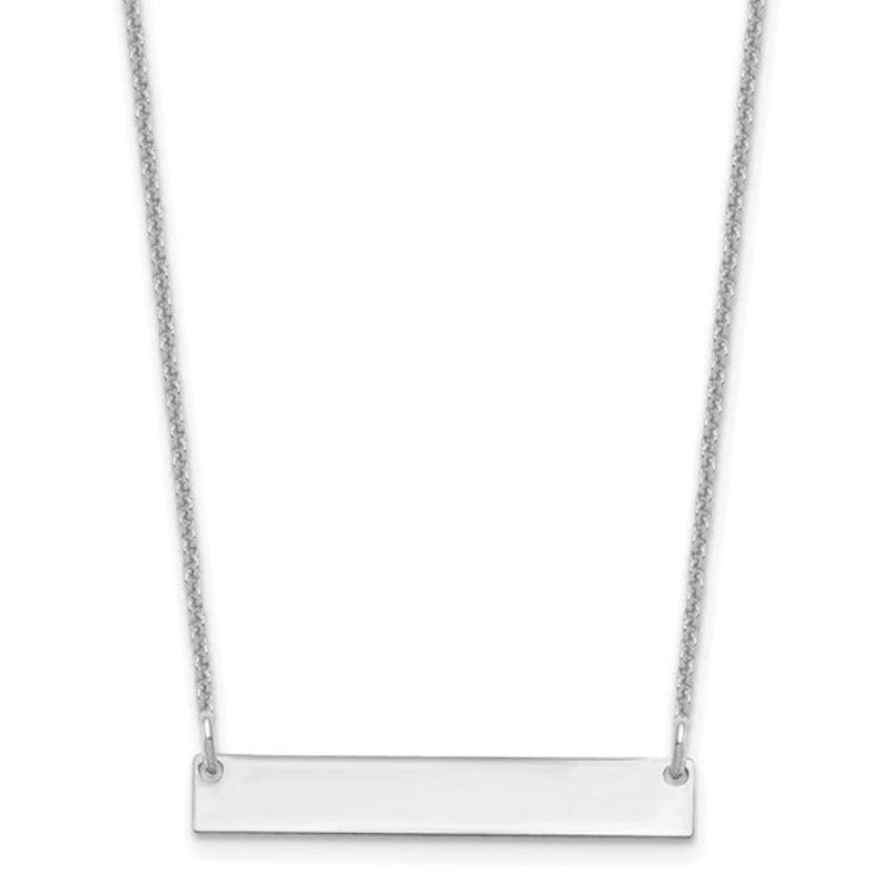 14K W Gold Small Polished Bar Necklace - Walter Bauman Jewelers