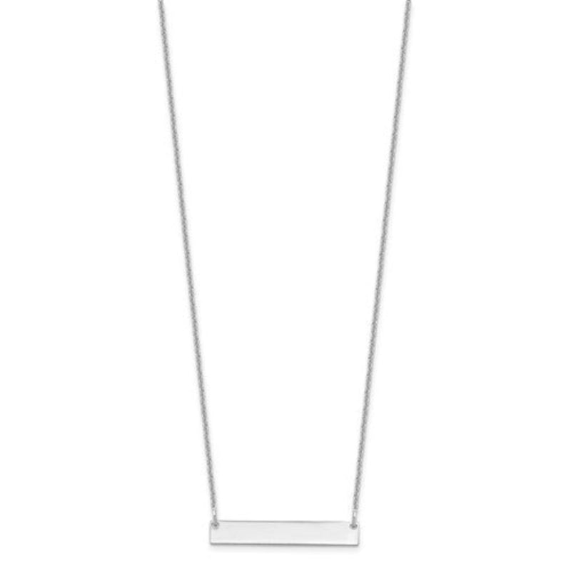 14K W Gold Small Polished Bar Necklace - Walter Bauman Jewelers