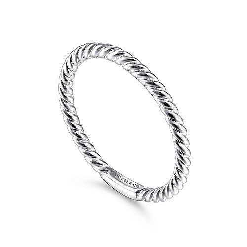14K W Gold Twisted Rope Stackable Ring - Walter Bauman Jewelers