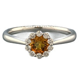14K WG 0.34ct Citrine & .12cttw Diamond Halo Ring - Walter Bauman Jewelers
