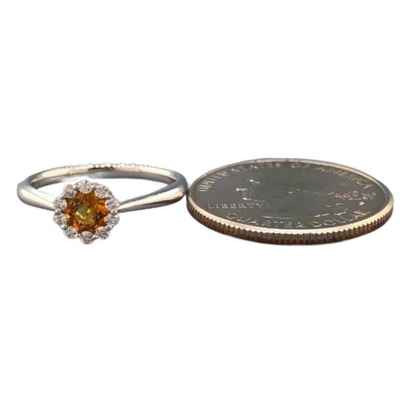 14K WG 0.34ct Citrine & .12cttw Diamond Halo Ring - Walter Bauman Jewelers