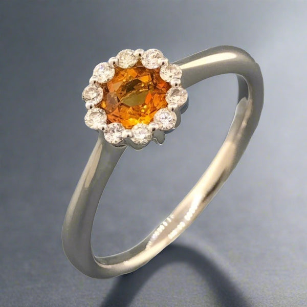 14K WG 0.34ct Citrine & .12cttw Diamond Halo Ring - Walter Bauman Jewelers