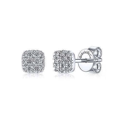 14k WG .10cttw Square Diamond Earrings - Walter Bauman Jewelers