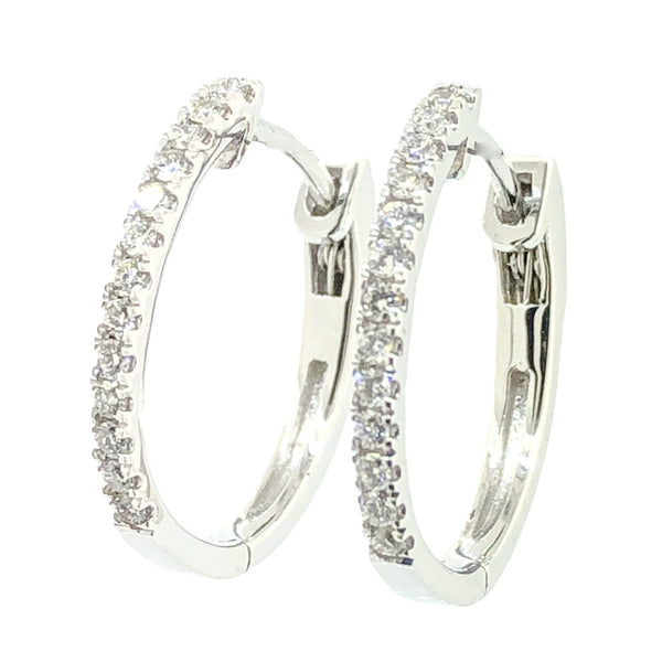 14K WG .19cttw Small Diamond Hoops - Walter Bauman Jewelers