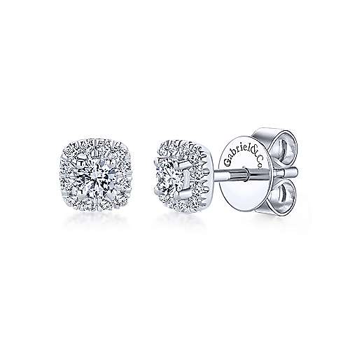 14k WG .26cttw Square Diamond Earrings - Walter Bauman Jewelers