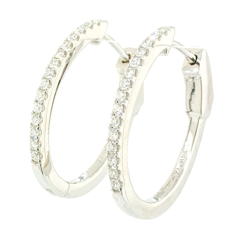 14K WG .38cttw Diamond Hoop Earrings - Walter Bauman Jewelers