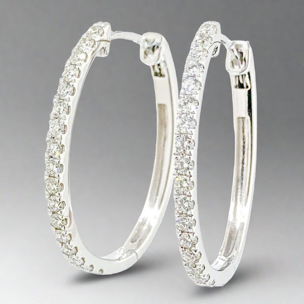 14K WG .47cttw Oval Diamond Hoop - Walter Bauman Jewelers