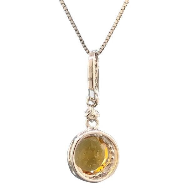 14K WG Citrine & 0.14cttw Diamond Necklace - Walter Bauman Jewelers