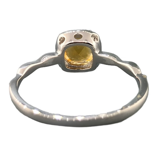 14K WG Cushion Cut Citrine & Diamond Ring - Walter Bauman Jewelers