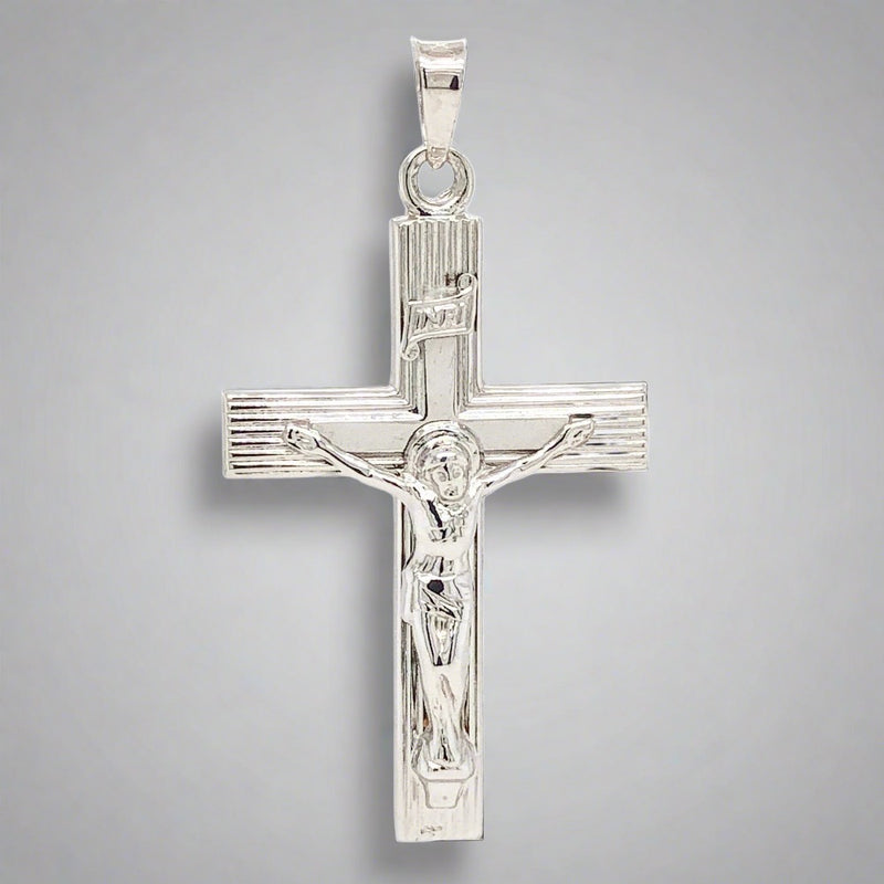 14K WG Fancy INRI Crucifix Pendant - Walter Bauman Jewelers