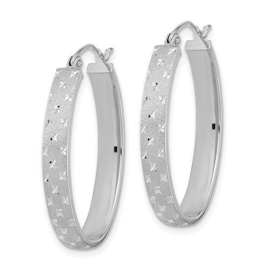 14k WG Polished Satin Dia Cut Hoop Earrings - Walter Bauman Jewelers