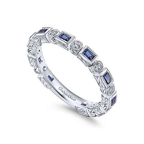 14K WG Sapphire/Diamond Band - Walter Bauman Jewelers