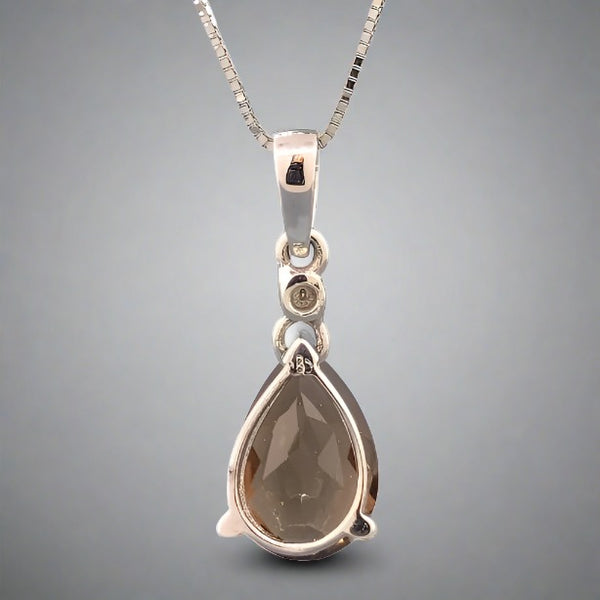 14K WG Smokey Topaz & Diamond Necklace - Walter Bauman Jewelers