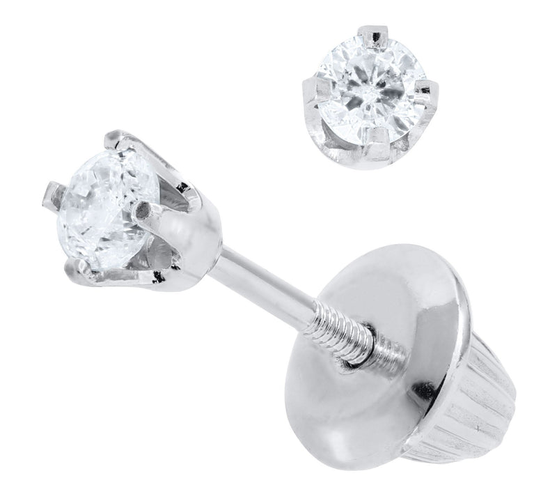 14K White .10tcw Diamond Baby Studs - Walter Bauman Jewelers