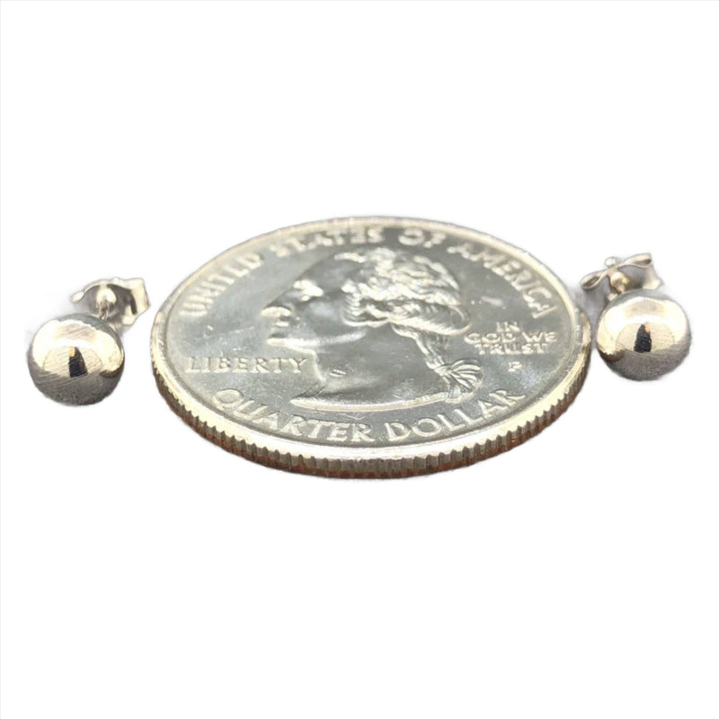 14K White Gold 5mm Ball Earrings - Walter Bauman Jewelers
