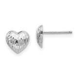 14k White Gold Diamond-Cut Heart Earrings - Walter Bauman Jewelers