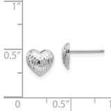 14k White Gold Diamond-Cut Heart Earrings - Walter Bauman Jewelers