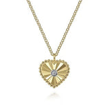 14K Y Gold 0.01ctw Dia Cut Heart Diamond Pendant - Walter Bauman Jewelers