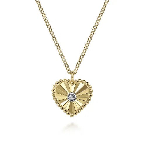 14K Y Gold 0.01ctw Dia Cut Heart Diamond Pendant - Walter Bauman Jewelers