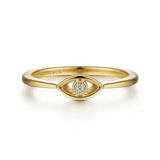 14K Y Gold 0.02cttw Dainty Evil Eye Diamond Ring - Walter Bauman Jewelers