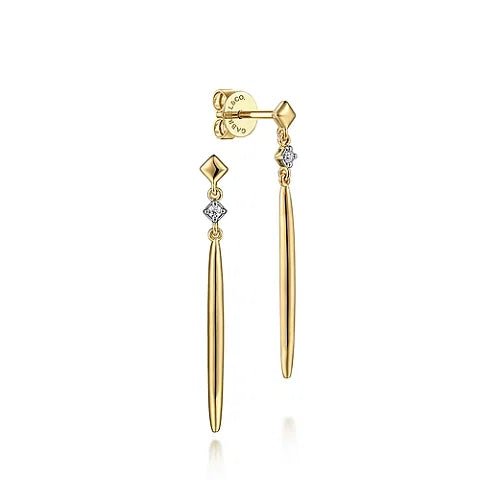14K Y Gold 0.04ctw Diamond Drop Earrings - Walter Bauman Jewelers