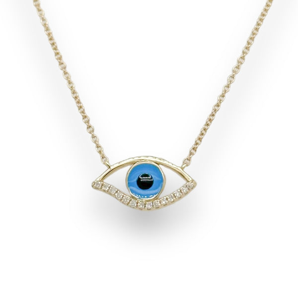 14K Y Gold 0.04ctw Guardian Eye Enamel Diamond Pendant - Walter Bauman Jewelers