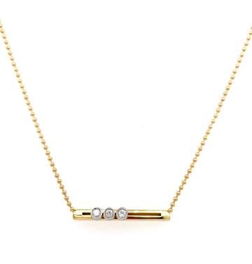 14K Y Gold 0.06cttw Diamond Bar Necklace - Walter Bauman Jewelers