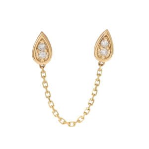 14K Y Gold 0.06cttw Single Double Pear Shape Earring - Walter Bauman Jewelers