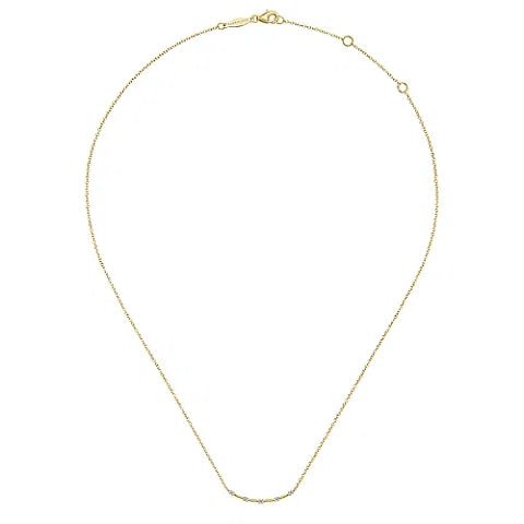 14K Y Gold 0.06ctw 17.5" Curved Diamond Stations Bar Necklace - Walter Bauman Jewelers
