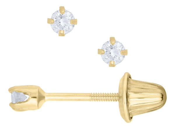 14K Y Gold 0.10ctw Diamond 4 Prong Baby Studs - Walter Bauman Jewelers
