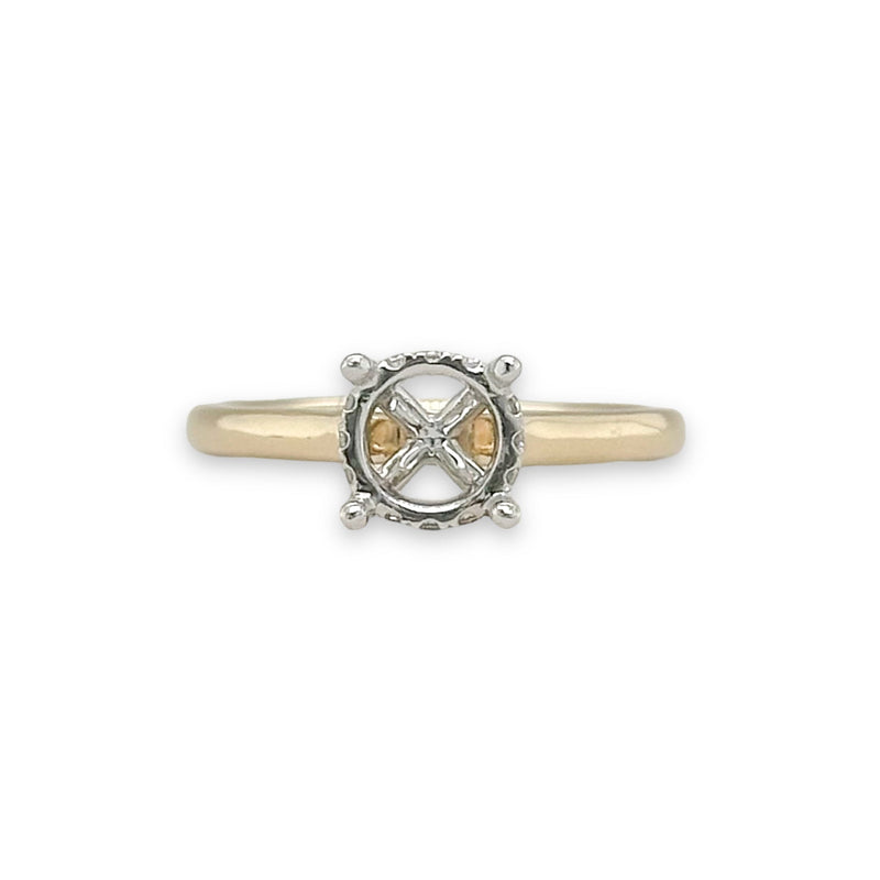 14K Y Gold 0.10ctw H/SI1 Hidden Halo Diamond Mounting - Walter Bauman Jewelers