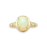 14K Y Gold 0.11ctw Diamonds and 1.00ct Opal Ring - Walter Bauman Jewelers