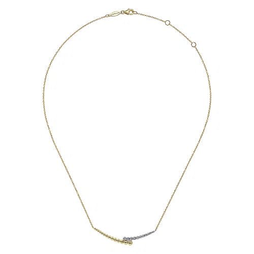 14K Y Gold 0.15ctw 17.5" Diamond Beaded Bar Necklace - Walter Bauman Jewelers