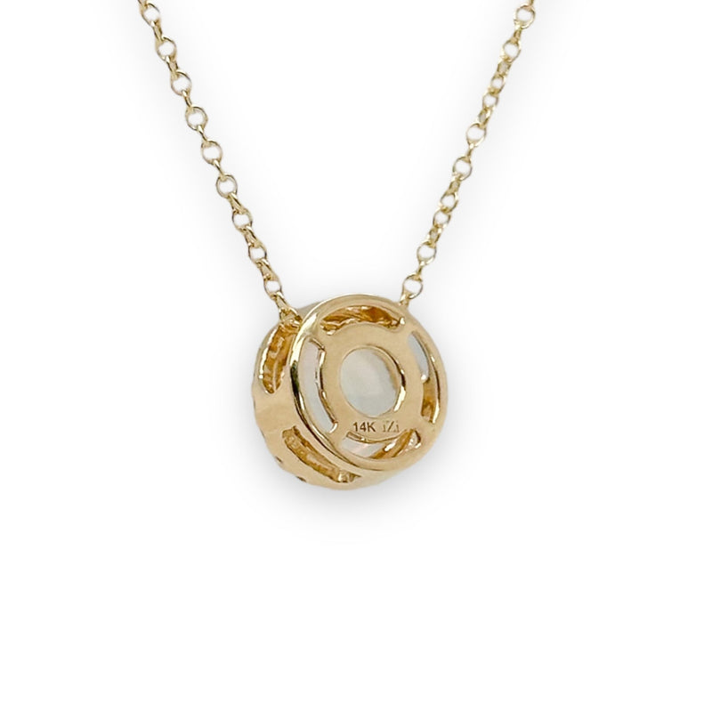 14K Y Gold 0.15ctw Diamonds 0.95ctw Round Opal Pendant - Walter Bauman Jewelers