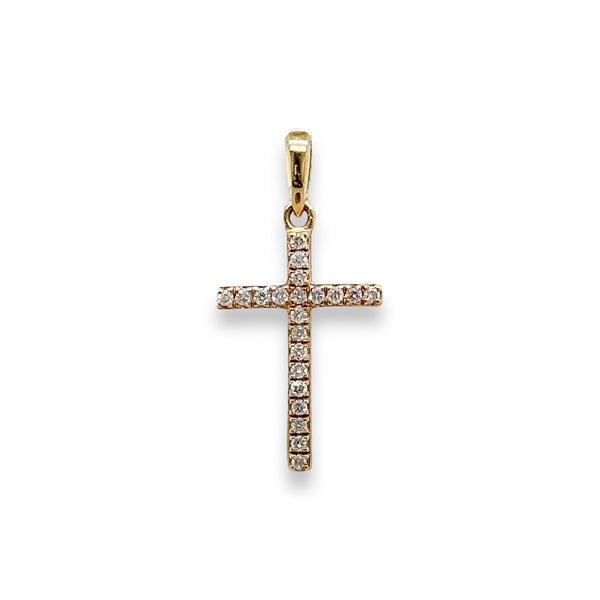 14K Y Gold 0.15ctw G/SI1 Small Diamond Cross - Walter Bauman Jewelers