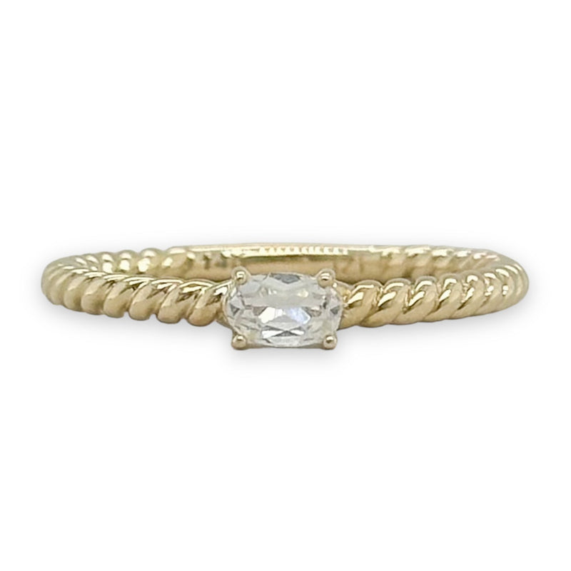 14K Y Gold 0.16ct Moonstone Rope Design Ring - Walter Bauman Jewelers