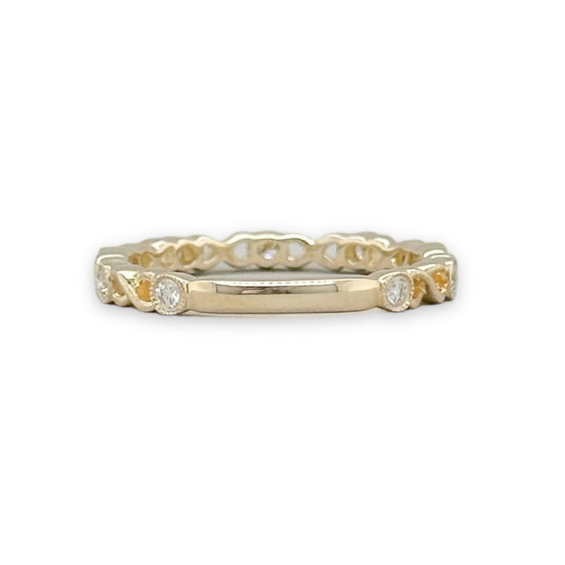 14K Y Gold 0.17cttw Figure 8 Diamond Stack Ring - Walter Bauman Jewelers