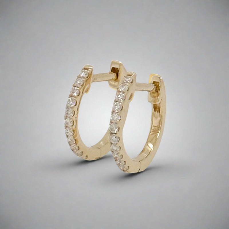 14K Y Gold 0.17ctw Diamond Hoop Earrings - Walter Bauman Jewelers