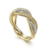 14K Y Gold 0.17ctw Diamond Twist Rope Ring - Walter Bauman Jewelers
