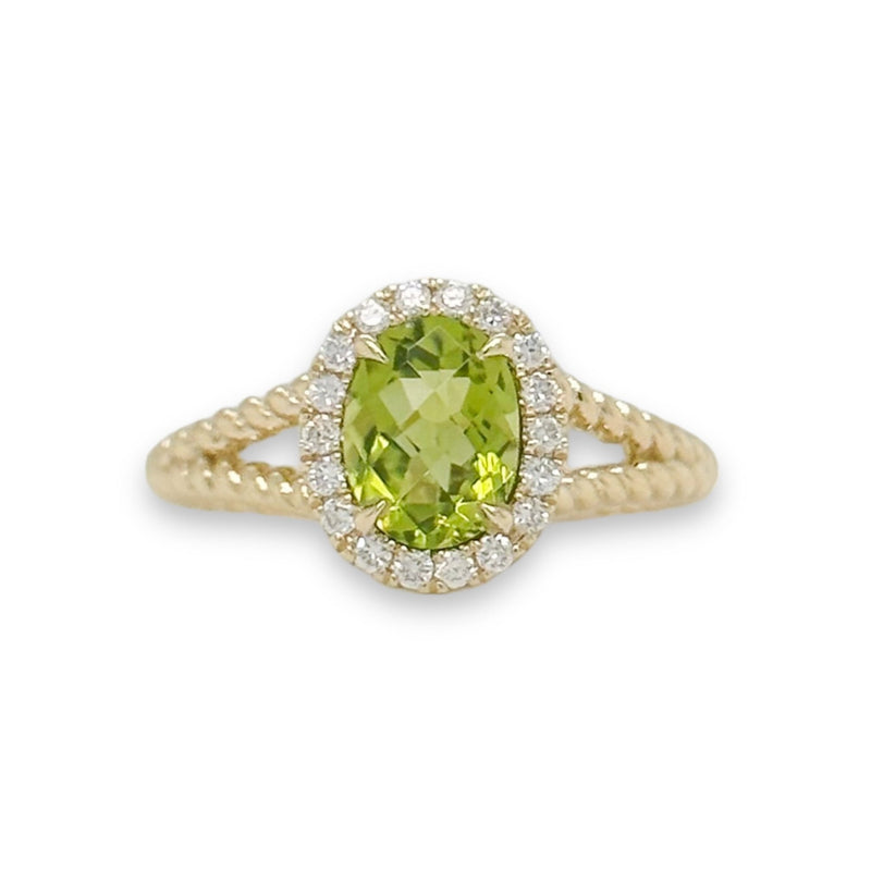 14K Y Gold 0.17ctw Diamonds and 1.35ctw Peridot Ring - Walter Bauman Jewelers