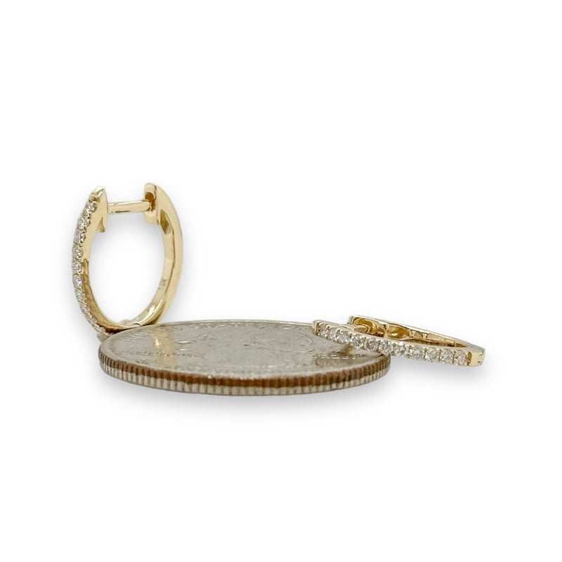 14K Y Gold 0.17ctw Oval Diamond Hoop Earrings - Walter Bauman Jewelers