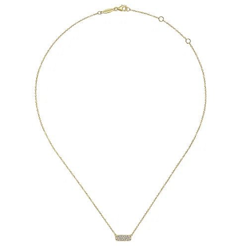 14K Y Gold 0.20cttw Pave Diamond Bar Necklace - Walter Bauman Jewelers
