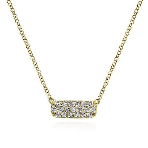 14K Y Gold 0.20cttw Pave Diamond Bar Necklace - Walter Bauman Jewelers