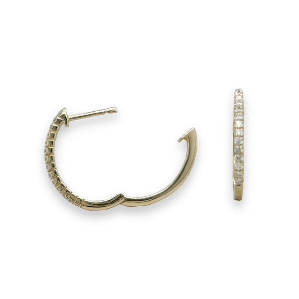 14K Y Gold 0.20ctw Oval Diamond Hoop Earrings - Walter Bauman Jewelers