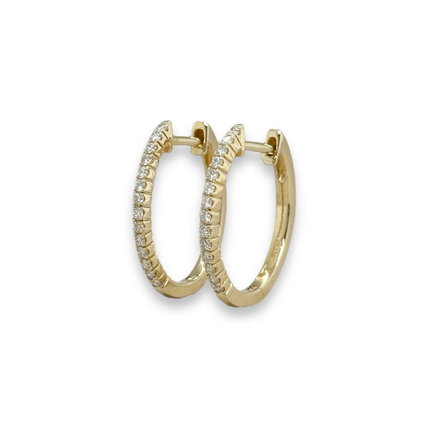 14K Y Gold 0.20ctw Oval Diamond Hoop Earrings - Walter Bauman Jewelers