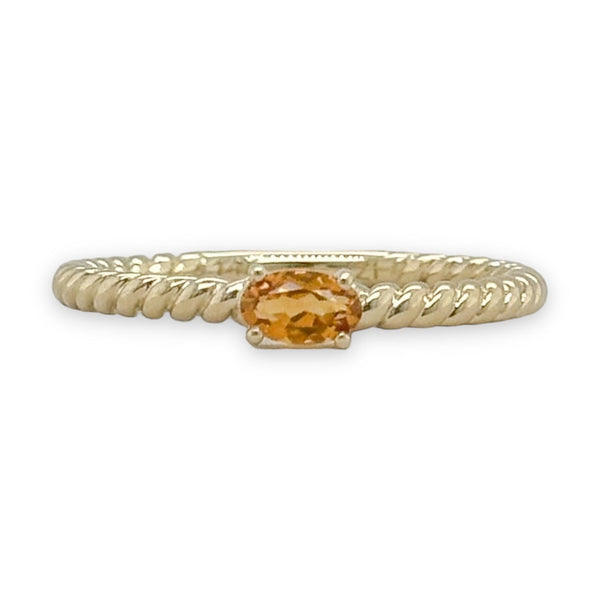 14K Y Gold 0.21ct Citrine Rope Design Ring - Walter Bauman Jewelers
