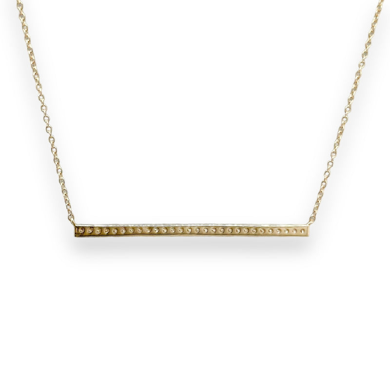 14K Y Gold 0.22cttw 38mm Diamond Bar Necklace - Walter Bauman Jewelers