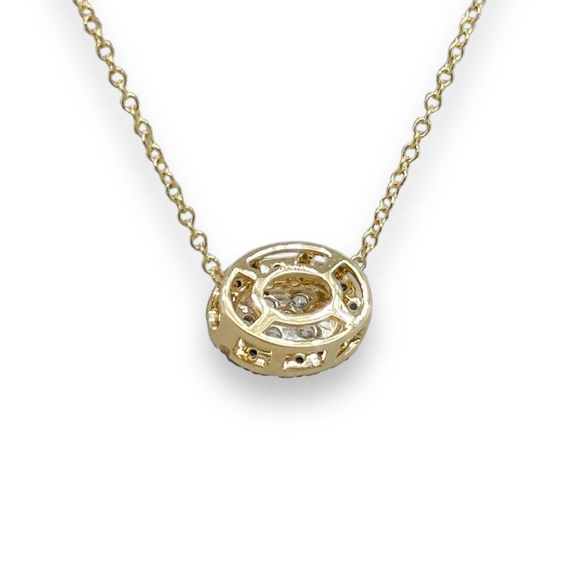 14K Y Gold 0.22cttw F-G/SI1 Diamond and 0.32cttw Oval Sapphire Pendant - Walter Bauman Jewelers